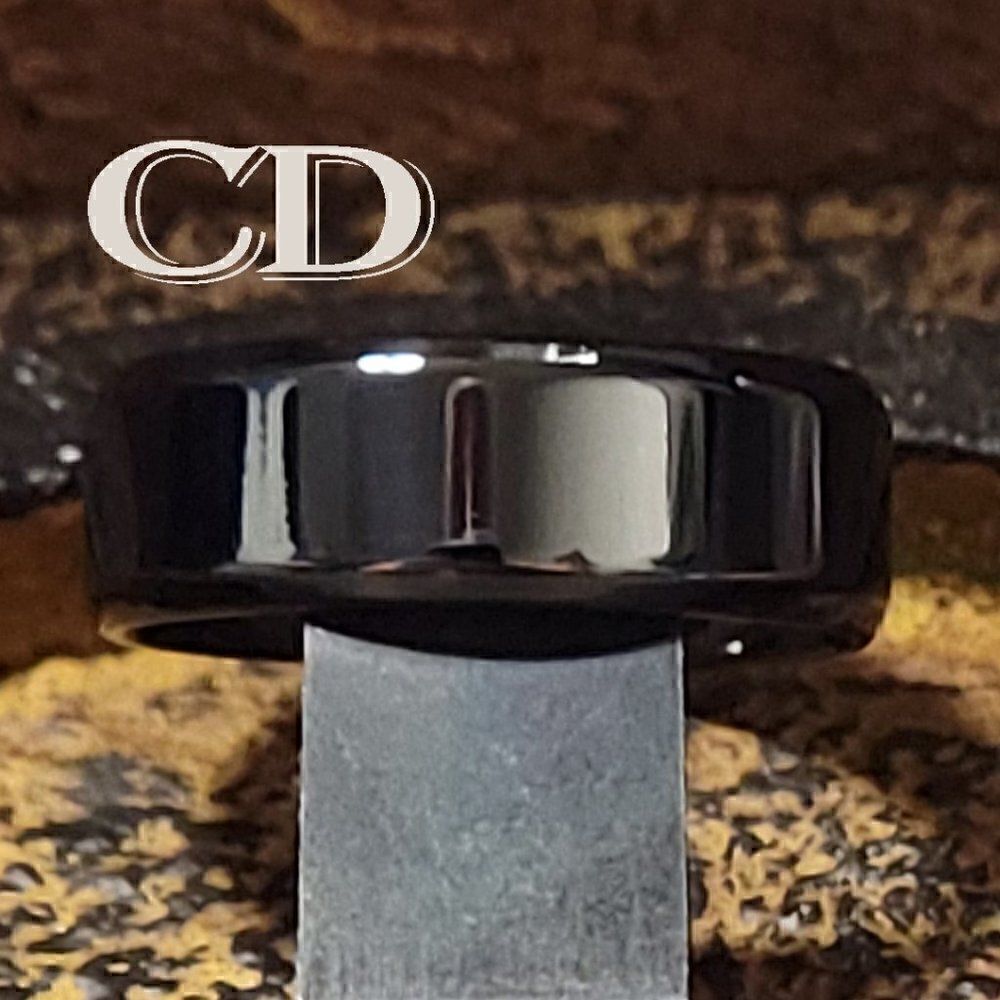 Men's Black Wedding Ring Band - Guys Black Wedding Ring Step Edges